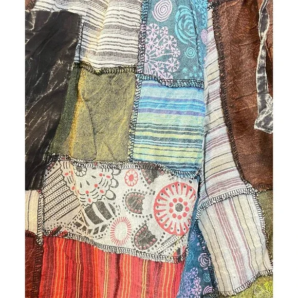 Y2k Boho Patchwork Harem Pants 29” Hippie Drop Crotch Summer Festival Gypsy - Picture 3 of 13